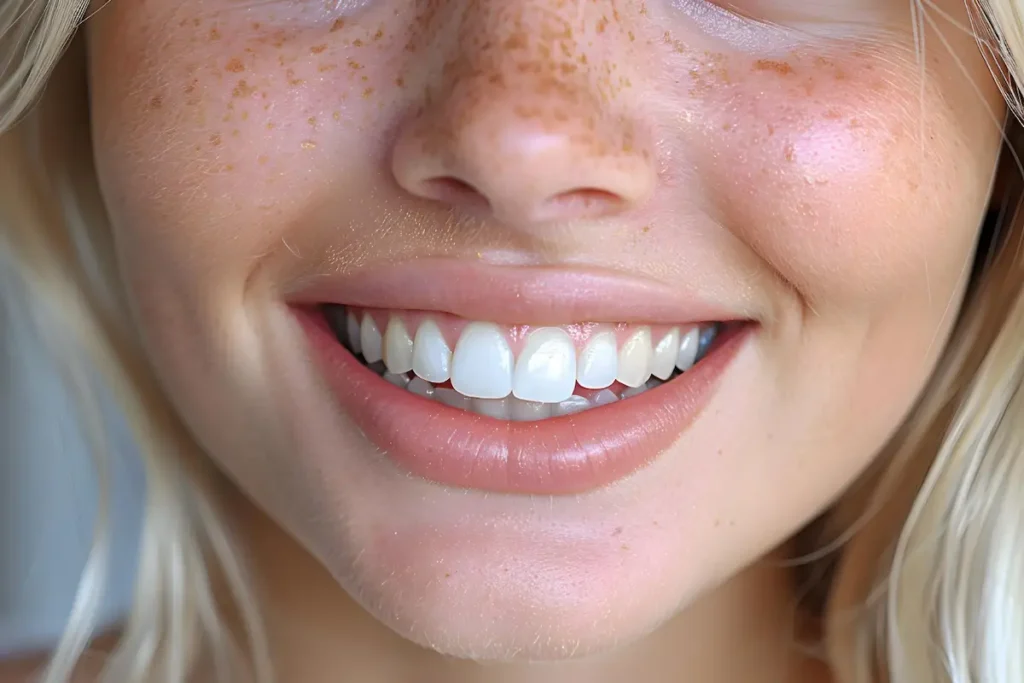 Sonrisa con manchas blancas en los dientes poco notorias